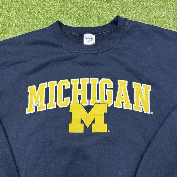 Vintage Michigan Wolverines Navy Sweatshirt Mens Size Medium College Crewneck - Picture 2 of 5
